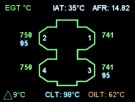 Temperature page: A graphical representation of the engine with the display of temperatures, pressures thumbnail
